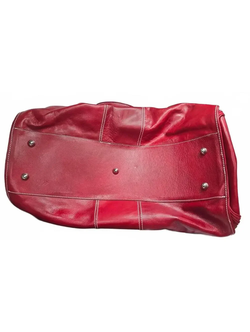 Floto Italian Leather Red Travel Duffel Bag